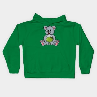 Cute koala and coconut cartoon illustration Kids Hoodie